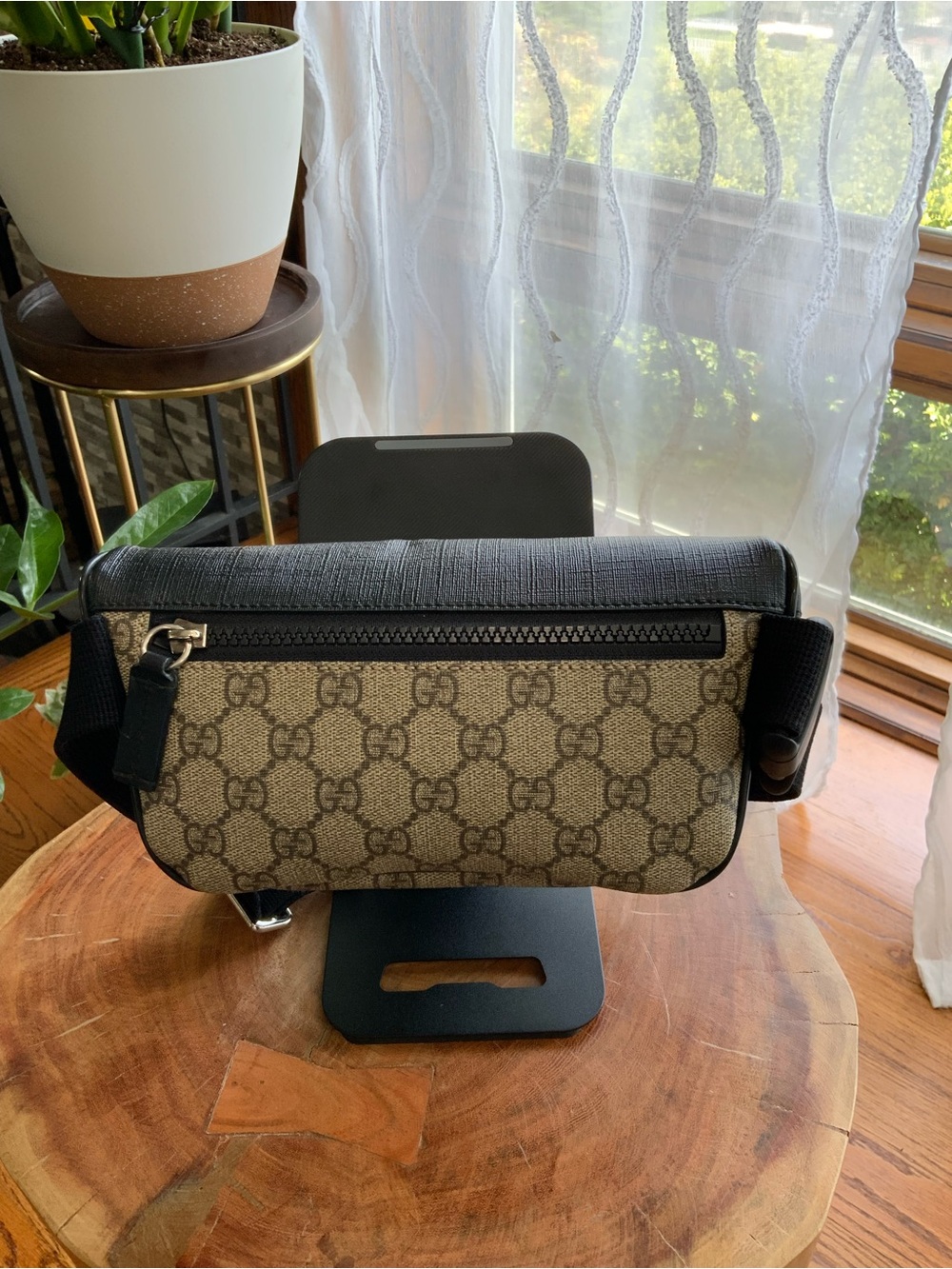 Gucci GG Supreme Belt Bag Black Leather Canvas Crossbody Waist Bag Unisex - Picture 7 of 17